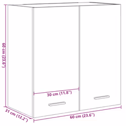 vidaXL Hanging Cabinet Wall Mounted Storage Cabinet Sonoma Oak Engineered Wood - Additional view 10