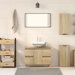 vidaXL Wall-mounted Bathroom Cabinet Toilet Vanity Unit Cupboard Sonoma Oak - Additional view 2