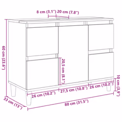 vidaXL Sink Cabinet Vanity Unit Storage Cupboard Sonoma Oak Engineered Wood - Additional view 10