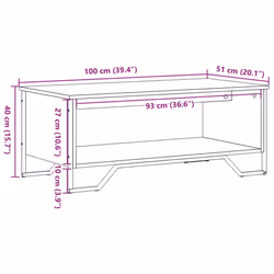 vidaXL Coffee Table End Table Accent Side Table Sonoma Oak Engineered Wood - sonoma oak, 100 x 51 x 40 cm - Additional view 3