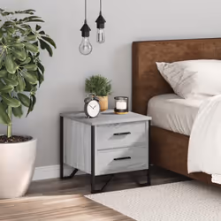 vidaXL Bedside Cabinets Nightstand Bed Table 2 pcs Smoked Oak Engineered Wood - grey sonoma, 1 pcs - Additional view 2