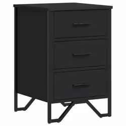 vidaXL Bedside Cabinet Nightstand Bed Side Table Brown Oak Engineered Wood - black