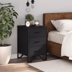 vidaXL Bedside Cabinet Nightstand Bed Side Table Brown Oak Engineered Wood - black