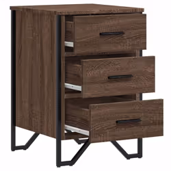 vidaXL Bedside Cabinet Nightstand Bed Side Table Brown Oak Engineered Wood - brown oak - Additional view 7