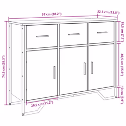 vidaXL Sideboard Storage Cupboard Cabinet Highboard Smoked Oak Engineered Wood - black - Additional view 10