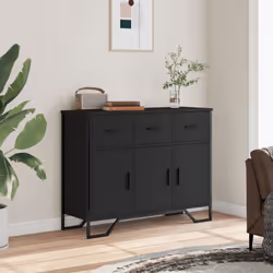 vidaXL Sideboard Storage Cupboard Cabinet Highboard Smoked Oak Engineered Wood - black - Additional view 2