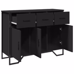 vidaXL Sideboard Storage Cupboard Cabinet Highboard Smoked Oak Engineered Wood - black - Additional view 4