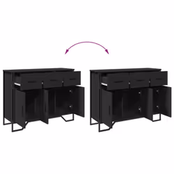 vidaXL Sideboard Storage Cupboard Cabinet Highboard Smoked Oak Engineered Wood - black - Additional view 7