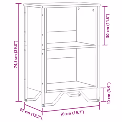 vidaXL Bookcase Bookshelf Book Rack Storage Cabinet Sonoma Oak Engineered Wood - grey sonoma, 50 x 31 x 74.5 cm - Additional view 3
