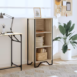 vidaXL Bookcase Bookshelf Book Rack Storage Cabinet Sonoma Oak Engineered Wood - sonoma oak, 50 x 31 x 106 cm - Additional view 2