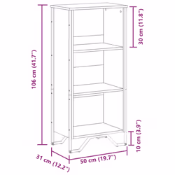 vidaXL Bookcase Bookshelf Book Rack Storage Cabinet Sonoma Oak Engineered Wood - sonoma oak, 50 x 31 x 106 cm - Additional view 3