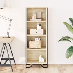 vidaXL Bookcase Bookshelf Book Rack Storage Cabinet Sonoma Oak Engineered Wood - sonoma oak, 50 x 31 x 137.5 cm - Additional view 2