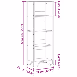 vidaXL Bookcase Bookshelf Book Rack Storage Cabinet Sonoma Oak Engineered Wood - sonoma oak, 50 x 31 x 137.5 cm - Additional view 8