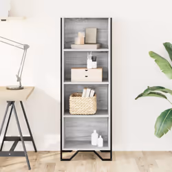 vidaXL Bookcase Bookshelf Book Rack Storage Cabinet Sonoma Oak Engineered Wood - grey sonoma, 50 x 31 x 137.5 cm - Additional view 2