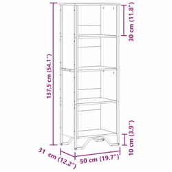 vidaXL Bookcase Bookshelf Book Rack Storage Cabinet Sonoma Oak Engineered Wood - grey sonoma, 50 x 31 x 137.5 cm - Additional view 3