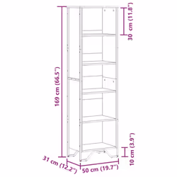 vidaXL Bookcase Bookshelf Book Rack Storage Cabinet Sonoma Oak Engineered Wood - sonoma oak, 50 x 31 x 169 cm - Additional view 3