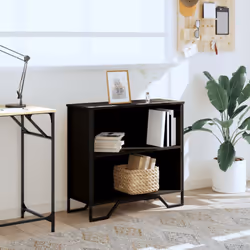vidaXL Bookcase Bookshelf Book Rack Storage Cabinet Sonoma Oak Engineered Wood - black, 80 x 31 x 74.5 cm - Additional view 2