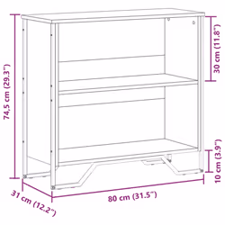 vidaXL Bookcase Bookshelf Book Rack Storage Cabinet Sonoma Oak Engineered Wood - black, 80 x 31 x 74.5 cm - Additional view 3