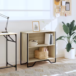 vidaXL Bookcase Bookshelf Book Rack Storage Cabinet Sonoma Oak Engineered Wood - sonoma oak, 80 x 31 x 74.5 cm - Additional view 2