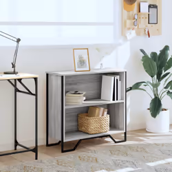 vidaXL Bookcase Bookshelf Book Rack Storage Cabinet Sonoma Oak Engineered Wood - grey sonoma, 80 x 31 x 74.5 cm - Additional view 2