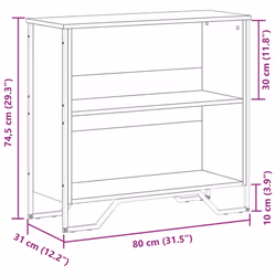 vidaXL Bookcase Bookshelf Book Rack Storage Cabinet Sonoma Oak Engineered Wood - grey sonoma, 80 x 31 x 74.5 cm - Additional view 3
