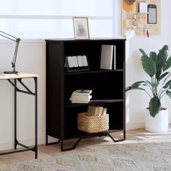 vidaXL Bookcase Bookshelf Book Rack Storage Cabinet Sonoma Oak Engineered Wood - black, 80 x 31 x 106 cm - Additional view 2