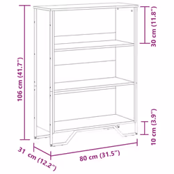 vidaXL Bookcase Bookshelf Book Rack Storage Cabinet Sonoma Oak Engineered Wood - black, 80 x 31 x 106 cm - Additional view 8