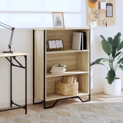 vidaXL Bookcase Bookshelf Book Rack Storage Cabinet Sonoma Oak Engineered Wood - sonoma oak, 80 x 31 x 106 cm - Additional view 2