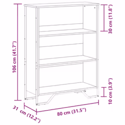 vidaXL Bookcase Bookshelf Book Rack Storage Cabinet Sonoma Oak Engineered Wood - sonoma oak, 80 x 31 x 106 cm - Additional view 8