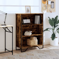 vidaXL Bookcase Bookshelf Book Rack Storage Cabinet Sonoma Oak Engineered Wood - smoked oak, 80 x 31 x 106 cm - Additional view 2