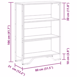 vidaXL Bookcase Bookshelf Book Rack Storage Cabinet Sonoma Oak Engineered Wood - smoked oak, 80 x 31 x 106 cm - Additional view 3