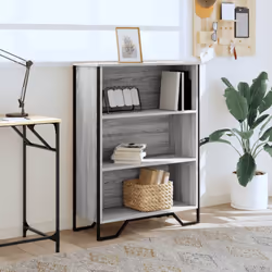 vidaXL Bookcase Bookshelf Book Rack Storage Cabinet Sonoma Oak Engineered Wood - grey sonoma, 80 x 31 x 106 cm - Additional view 2