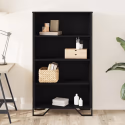 vidaXL Bookcase Bookshelf Book Rack Storage Cabinet Sonoma Oak Engineered Wood - black, 80 x 31 x 137.5 cm - Additional view 2