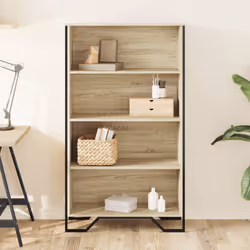 vidaXL Bookcase Bookshelf Book Rack Storage Cabinet Sonoma Oak Engineered Wood - sonoma oak, 80 x 31 x 137.5 cm - Additional view 2