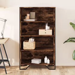 vidaXL Bookcase Bookshelf Book Rack Storage Cabinet Sonoma Oak Engineered Wood - smoked oak, 80 x 31 x 137.5 cm - Additional view 2