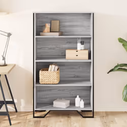 vidaXL Bookcase Bookshelf Book Rack Storage Cabinet Sonoma Oak Engineered Wood - grey sonoma, 80 x 31 x 137.5 cm - Additional view 2