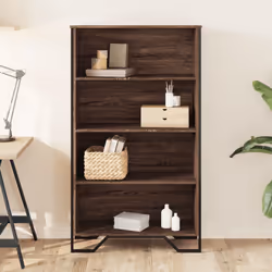 vidaXL Bookcase Bookshelf Book Rack Storage Cabinet Sonoma Oak Engineered Wood - brown oak, 80 x 31 x 137.5 cm - Additional view 2