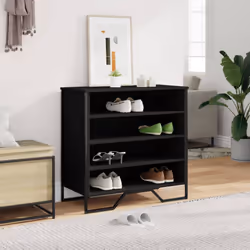 vidaXL Shoe Cabinet Shoe Storage Cupboard Shoe Rack Black Engineered Wood