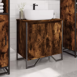 vidaXL Bathroom Sink Cabinet Storage Cupboard Vanity Unit Engineered Wood - smoked oak - Additional view 2
