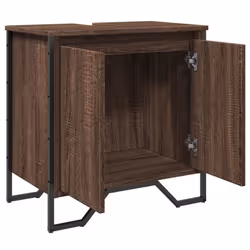 vidaXL Bathroom Sink Cabinet Storage Cupboard Vanity Unit Engineered Wood - brown oak - Additional view 7