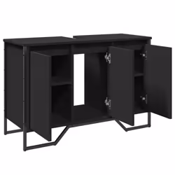 vidaXL Bathroom Sink Cabinet Storage Cabinet Vanity Unit Black Engineered Wood - black - Additional view 7