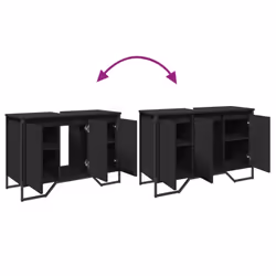 vidaXL Bathroom Sink Cabinet Storage Cabinet Vanity Unit Black Engineered Wood - black - Additional view 8