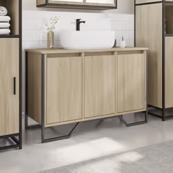 vidaXL Bathroom Sink Cabinet Storage Cabinet Vanity Unit Black Engineered Wood - sonoma oak