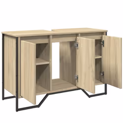 vidaXL Bathroom Sink Cabinet Storage Cabinet Vanity Unit Black Engineered Wood - sonoma oak - Additional view 7