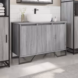 vidaXL Bathroom Sink Cabinet Storage Cabinet Vanity Unit Black Engineered Wood - grey sonoma - Additional view 2