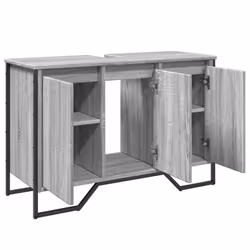 vidaXL Bathroom Sink Cabinet Storage Cabinet Vanity Unit Black Engineered Wood - grey sonoma - Additional view 7