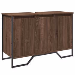 vidaXL Bathroom Sink Cabinet Storage Cabinet Vanity Unit Black Engineered Wood - brown oak