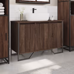 vidaXL Bathroom Sink Cabinet Storage Cabinet Vanity Unit Black Engineered Wood - brown oak