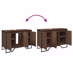 vidaXL Bathroom Sink Cabinet Storage Cabinet Vanity Unit Black Engineered Wood - brown oak - Additional view 8