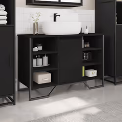 vidaXL Bathroom Sink Cabinet Storage Vanity Unit Grey Sonoma Engineered Wood - black